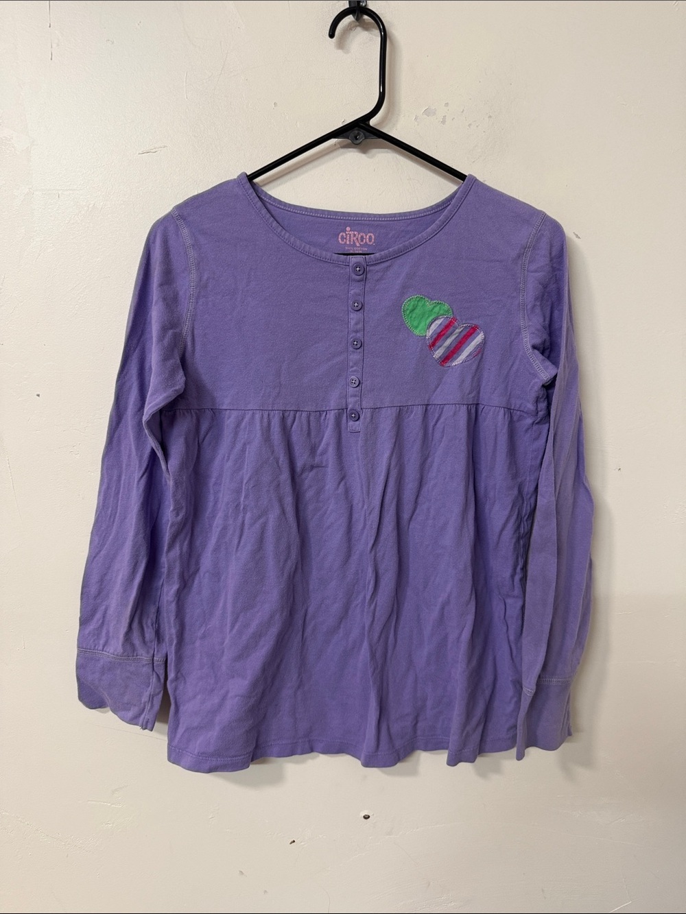 Circo Lavender Long Sleeve Top with Heart Patch Y2K dated 2000
